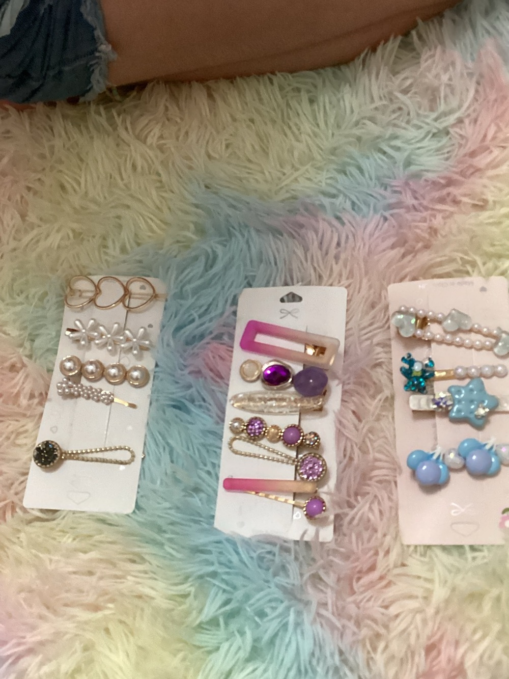 Girls Purple and Blue Decorative Hair Clip Set by